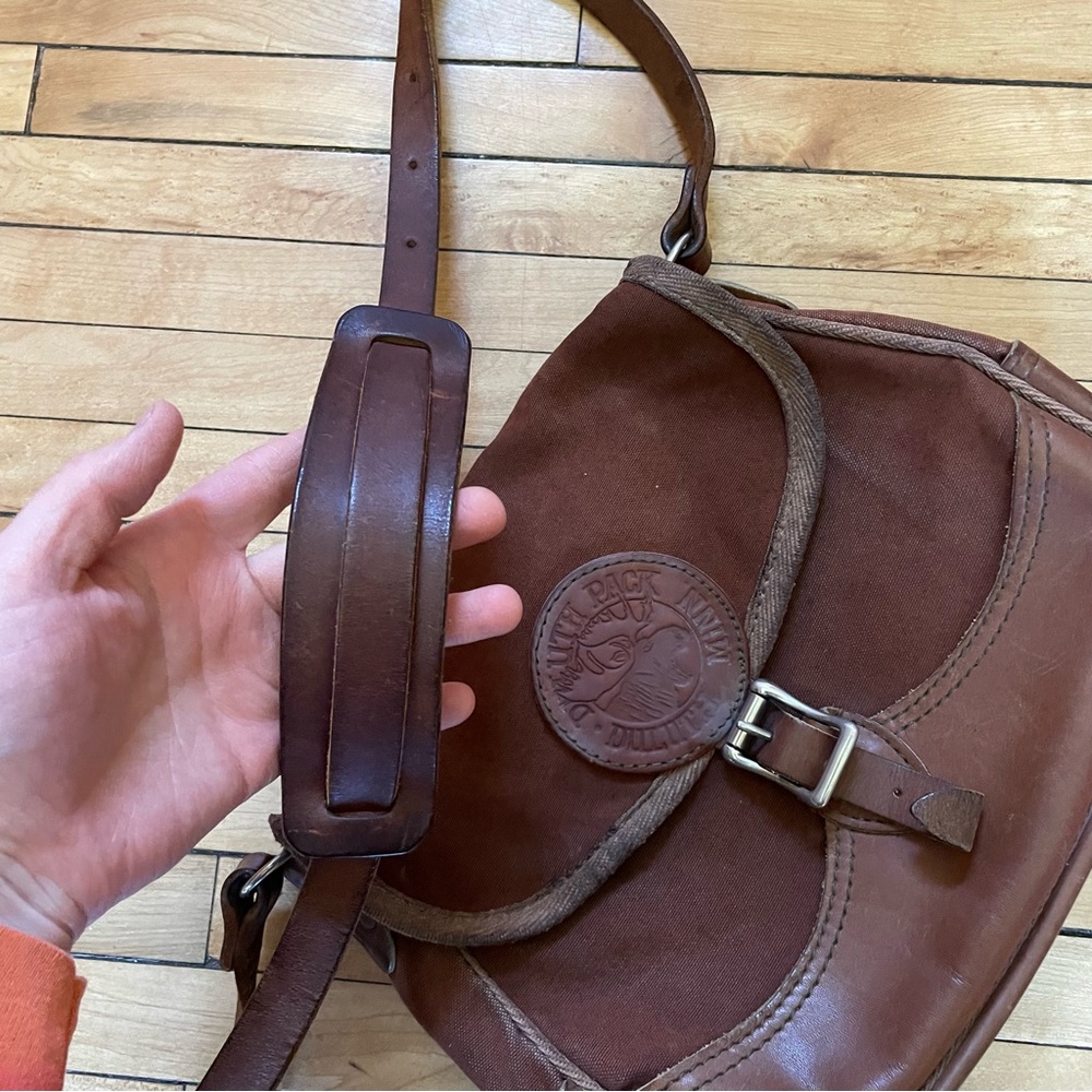 Duluth Pack Brown leather and canvas crossbody bag with adjustable strap - Picture 6 of 9